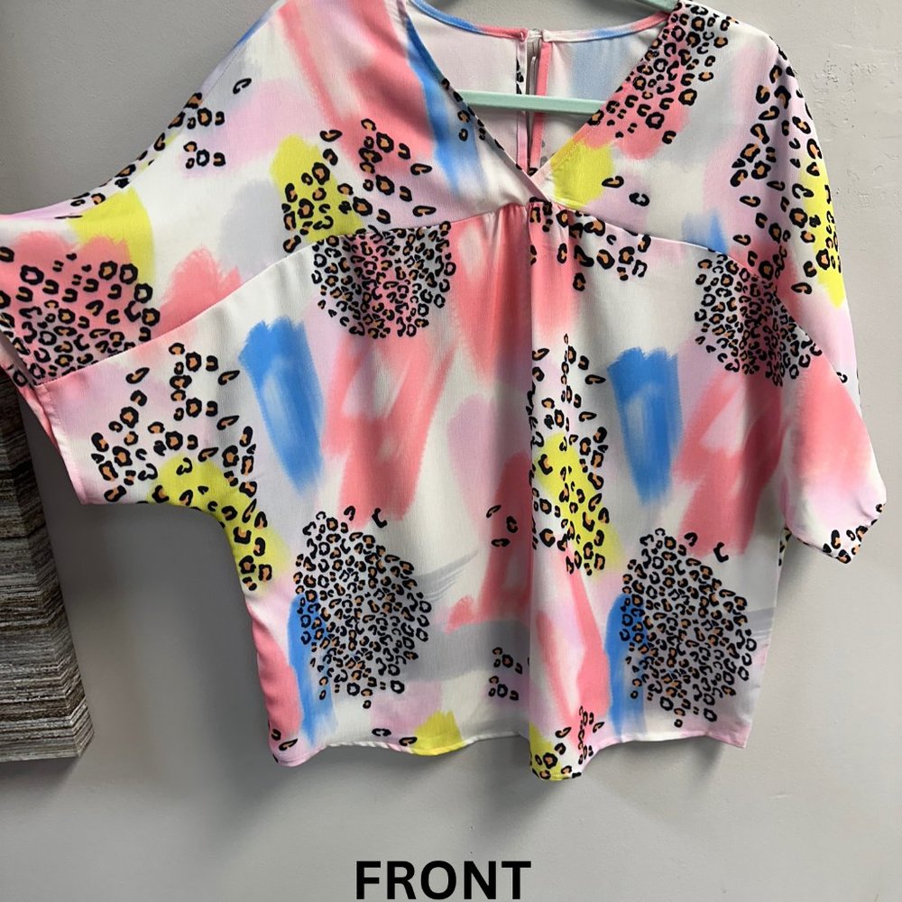 Animal Watercolor Mixed Print Loose Top